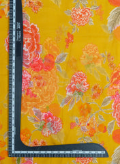Pure Organza Mustad Yellow Color Floral Digital Print  Fabric