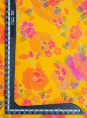 Pure Organza Yellow Color Floral Digital Print  Fabric