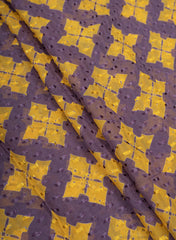 Pure Chiffon Butti Purple And pink Color Geometrical Pattern Natural Print Fabric.