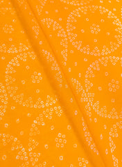 Pure Organza Sunrise Yellow Color Bandhani Digital Print  Fabric