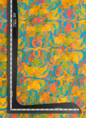 Pure Organza Blue Color Floral Digital Print  Fabric