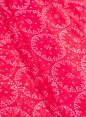 Pure Organza Pink Color Bandhani Pattern Digital Print Fabric
