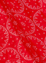 Pure Organza Red Color Geometrical Digital Print  Fabric