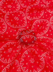 Pure Organza Red Color Geometrical Digital Print  Fabric