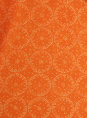 Pure Organza Orange Color Geometrical Digital Print  Fabric