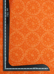 Pure Organza Orange Color Geometrical Digital Print  Fabric