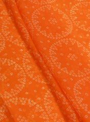Pure Organza Orange Color Geometrical Digital Print  Fabric