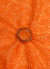 Pure Organza Orange Color Geometrical Digital Print  Fabric