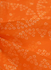 Pure Organza Orange Color Geometrical Digital Print  Fabric