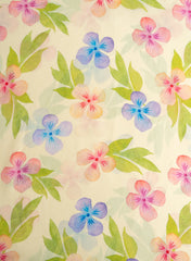 (Pre cut-2.5 meter) Linen Satin Mint Green Color Floral Pattern Digital Print Fabric.