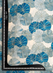 Linen Satin Off-White Color Floral Pattern Digital Print Fabric.