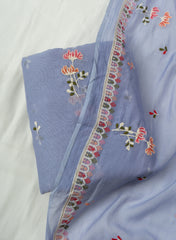 Premium Mul Chanderi Lavendar Color Top And Dupatta Embroidery Fabric.