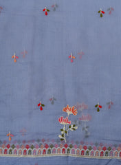 Premium Mul Chanderi Lavendar Color Top And Dupatta Embroidery Fabric.