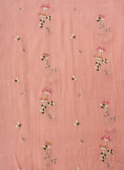 Premium Mul Chanderi Peach Color Top And Dupatta Embroidery Fabric.