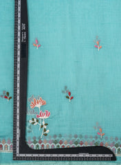 Premium Mul Chanderi Turkish Blue Color Top And Dupatta Embroidery Fabric.