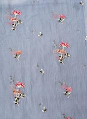 Premium Mul Chanderi Grey Color Top And Dupatta Embroidery Fabric.