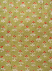 Pure Crepe Pista Green Color Hybrid Floral Print Fabric.