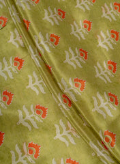 Pure Crepe Pista Green Color Hybrid Floral Print Fabric.