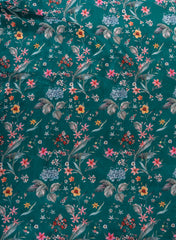 Pure Crepe Green Color Hybrid Floral Print Fabric.