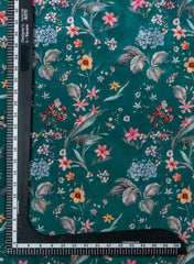 Pure Crepe Green Color Hybrid Floral Print Fabric.