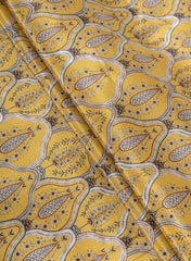 Pure Crepe Yellow Color Hybrid Floral Print Fabric.