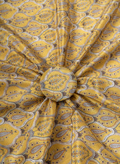 Pure Crepe Yellow Color Hybrid Floral Print Fabric.