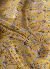 Pure Crepe Yellow Color Hybrid Floral Print Fabric.