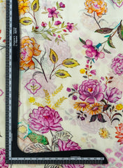 Pure Crepe Off White Color Floral Pattern Hybrid Print Fabric.