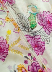 Pure Crepe Off White Color Floral Pattern Hybrid Print Fabric.