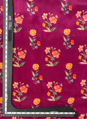 Pure Crepe Magenta Color Hybrid Floral Print Fabric.