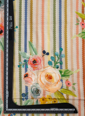 Pure Muslin MultiColor Floral Digital Printed Fabric with Kupi Work