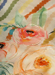 Pure Muslin MultiColor Floral Digital Printed Fabric with Kupi Work