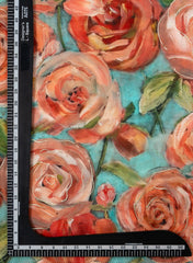 Pure Muslin Sky Blue Color Floral Digital Printed Fabric with Kupi Work