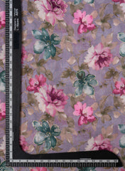 Pure Muslin Lavender Color Digital Printed Fabric with Kupi Work