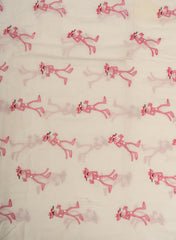 Pure Cotton Cambric Off-White Color Pink Panther Resham work Embroidery Fabric.