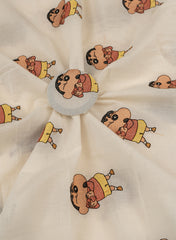 Pure Cotton Cambric Off-White Color Shinchan Resham work Embroidery Fabric.