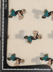 Pure Cotton Cambric Off-White Color Popeye Resham work Embroidery Fabric.