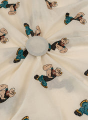 Pure Cotton Cambric Off-White Color Popeye Resham work Embroidery Fabric.