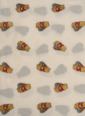 Pure Cotton Cambric Off-White Color Winnie the Pooh Resham work Embroidery Fabric.