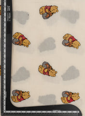 Pure Cotton Cambric Off-White Color Winnie the Pooh Resham work Embroidery Fabric.