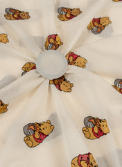 Pure Cotton Cambric Off-White Color Winnie the Pooh Resham work Embroidery Fabric.