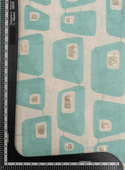 Cotton Flex Off-White Color Aqua Blue Geometrical Pattern Resham Work Embroidery Fabric.