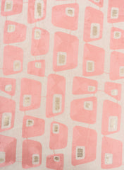 Cotton Flex Off-White Color Pink Geometrical Pattern Resham Work Embroidery Fabric.