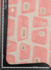 Cotton Flex Off-White Color Pink Geometrical Pattern Resham Work Embroidery Fabric.