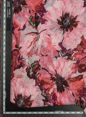 Pure Chinnon Chiffon Shades Of Pink Color Floral Digital Print Fabric