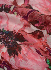 Pure Chinnon Chiffon Shades Of Pink Color Floral Digital Print Fabric