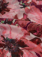 Pure Chinnon Chiffon Shades Of Pink Color Floral Digital Print Fabric