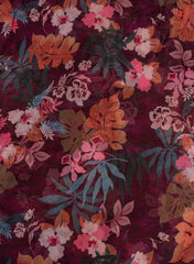 Pure Chinnon Chiffon Dark Purple Color Floral Digital Print Fabric