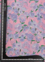 Silk Chinnon Shades Of purple Floral Digital Print Fabric.