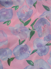 Silk Chinnon Shades Of purple Floral Digital Print Fabric.